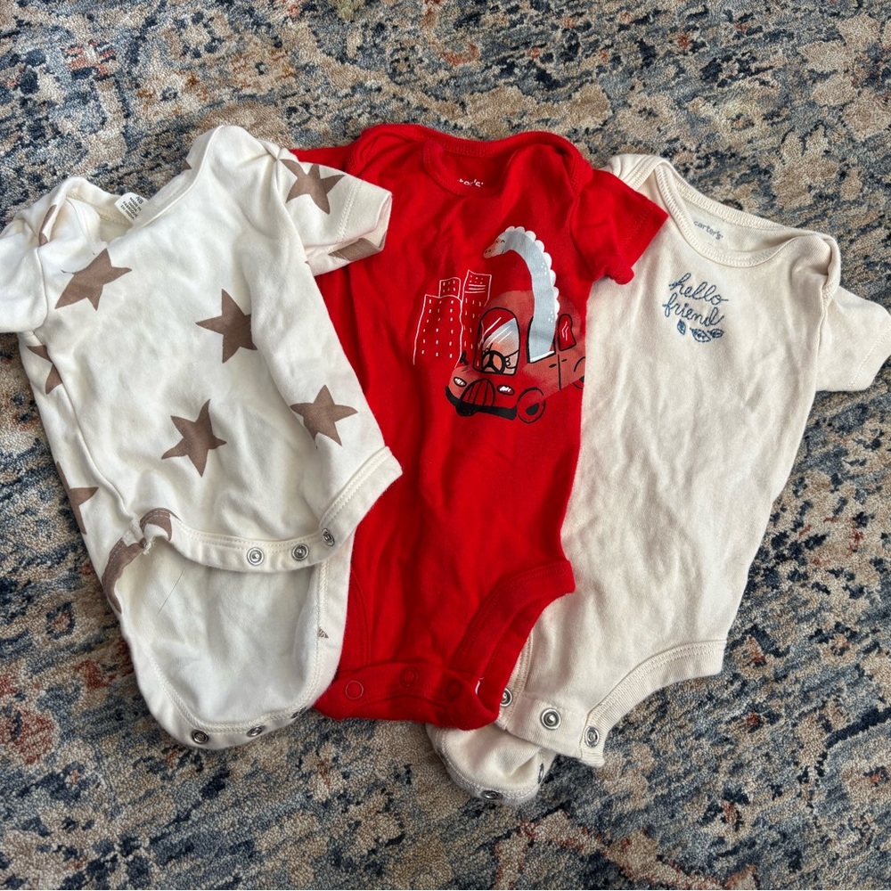 Carter's Red, Cream, and White Bodysuit Trio